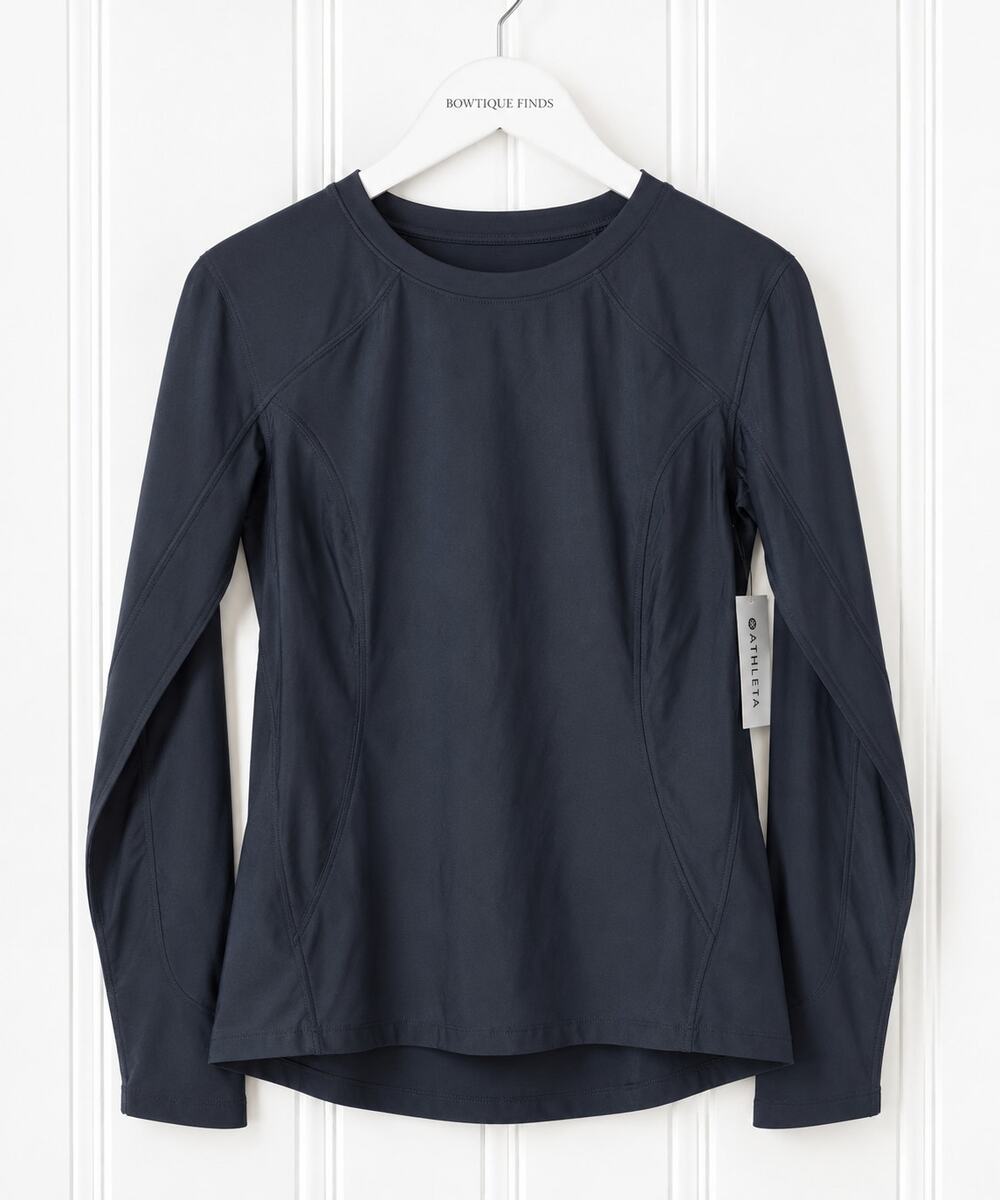 Athleta Pacifica II Top Womens S Navy UPF 50+ Long Sleeve Swim Rash Guard NWT